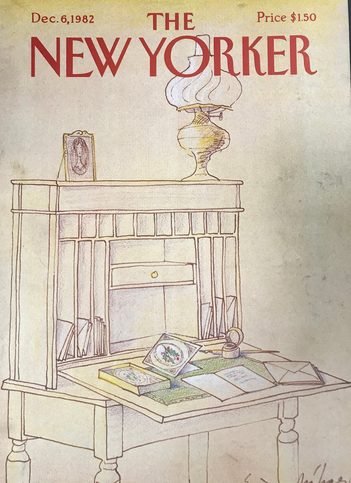 The NEW YORKER cover only - December 6, 1982 - desk, workstation