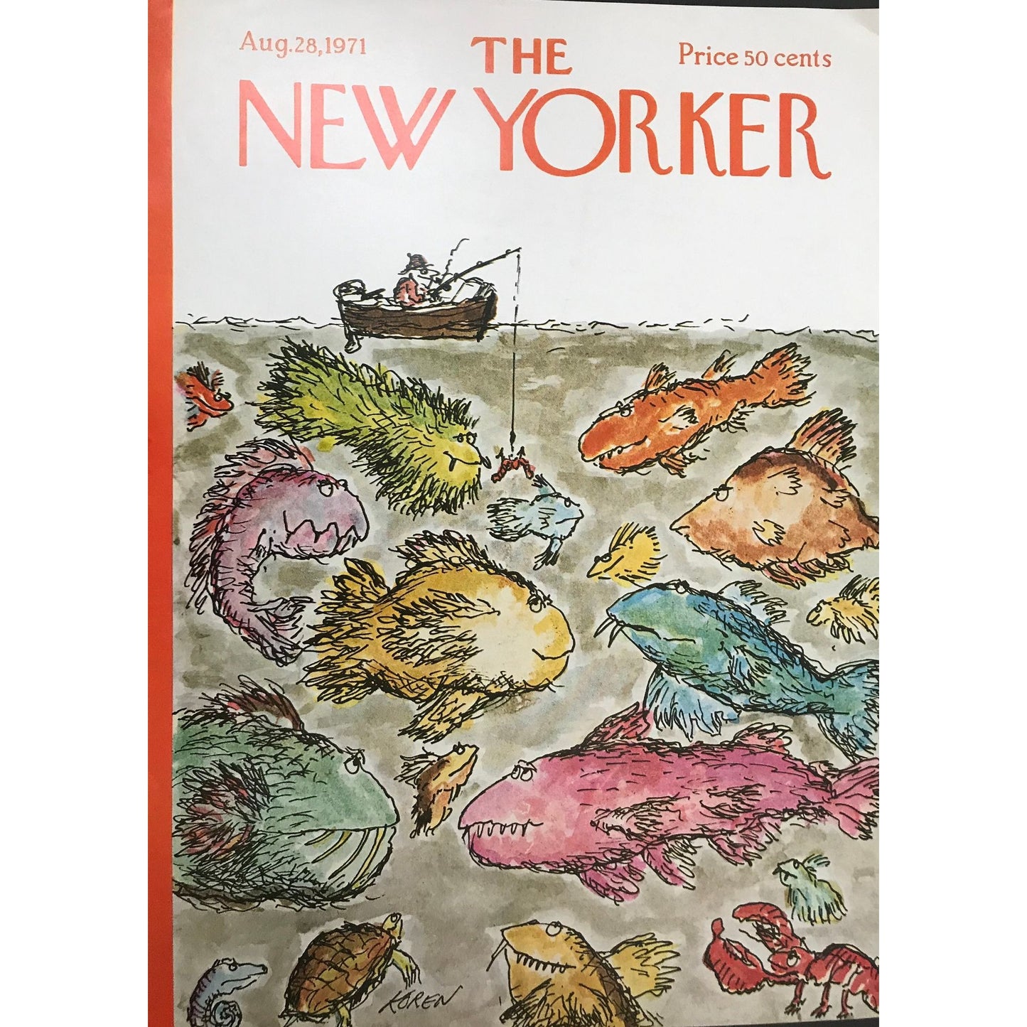 May 12, 1980 - The NEW YORKER Magazine original cover - by artist Ed Koren - fisherman, fishing, fis