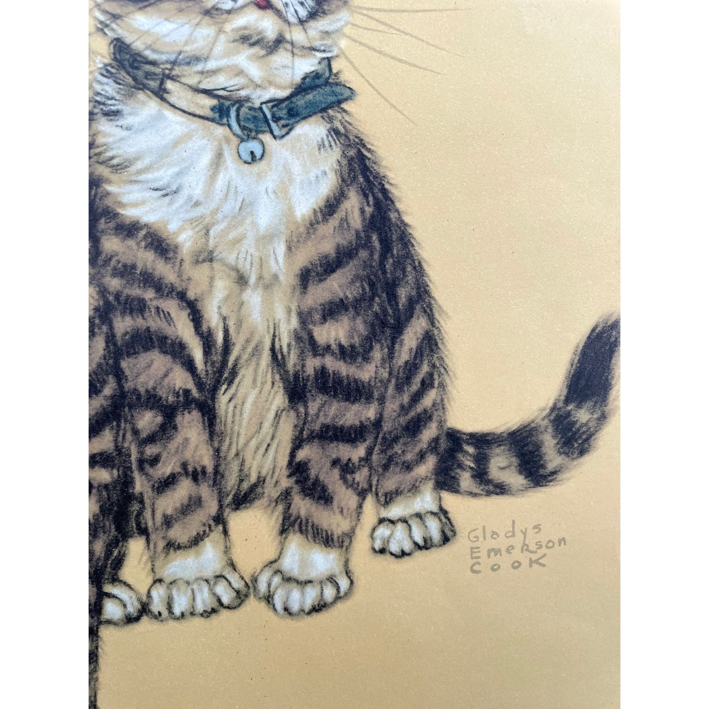 Stunning vintage MCM cat print by Gladys Emerson Cook - 1960's - ready to frame 3