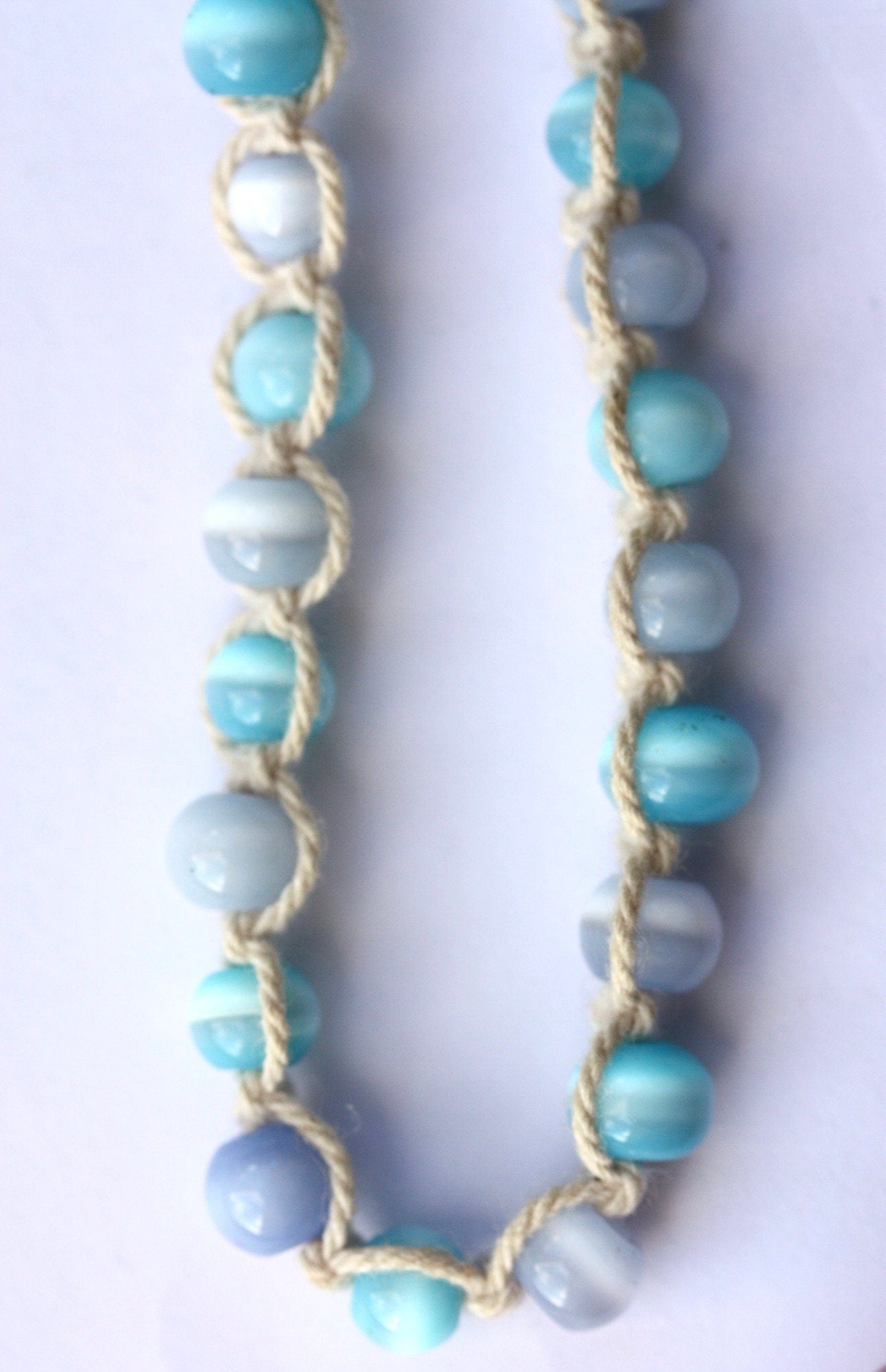 Shades of blue vintage macrame necklace