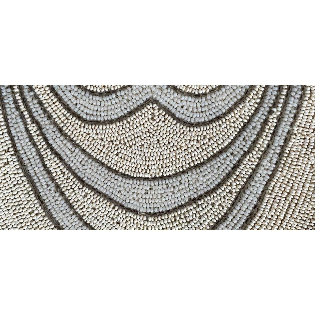 Vintage Beaded Clutch – Antique Ivory Seed Bead Purse With Zipper Closure