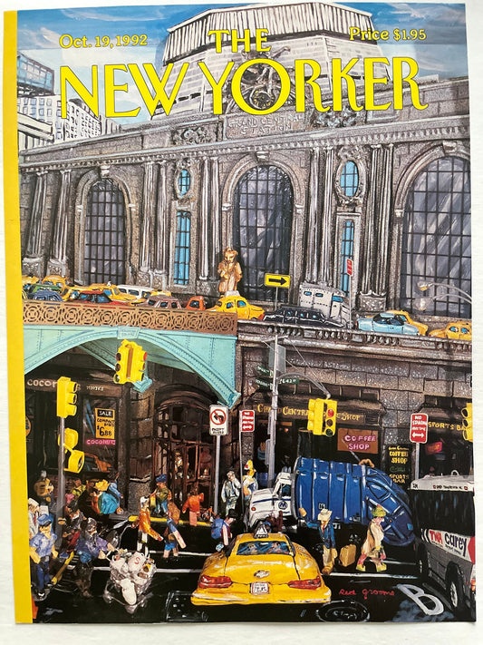NEW YORKER Magazine original cover - vintage - October 19, 1992 - New York City traffic, taxi, truck