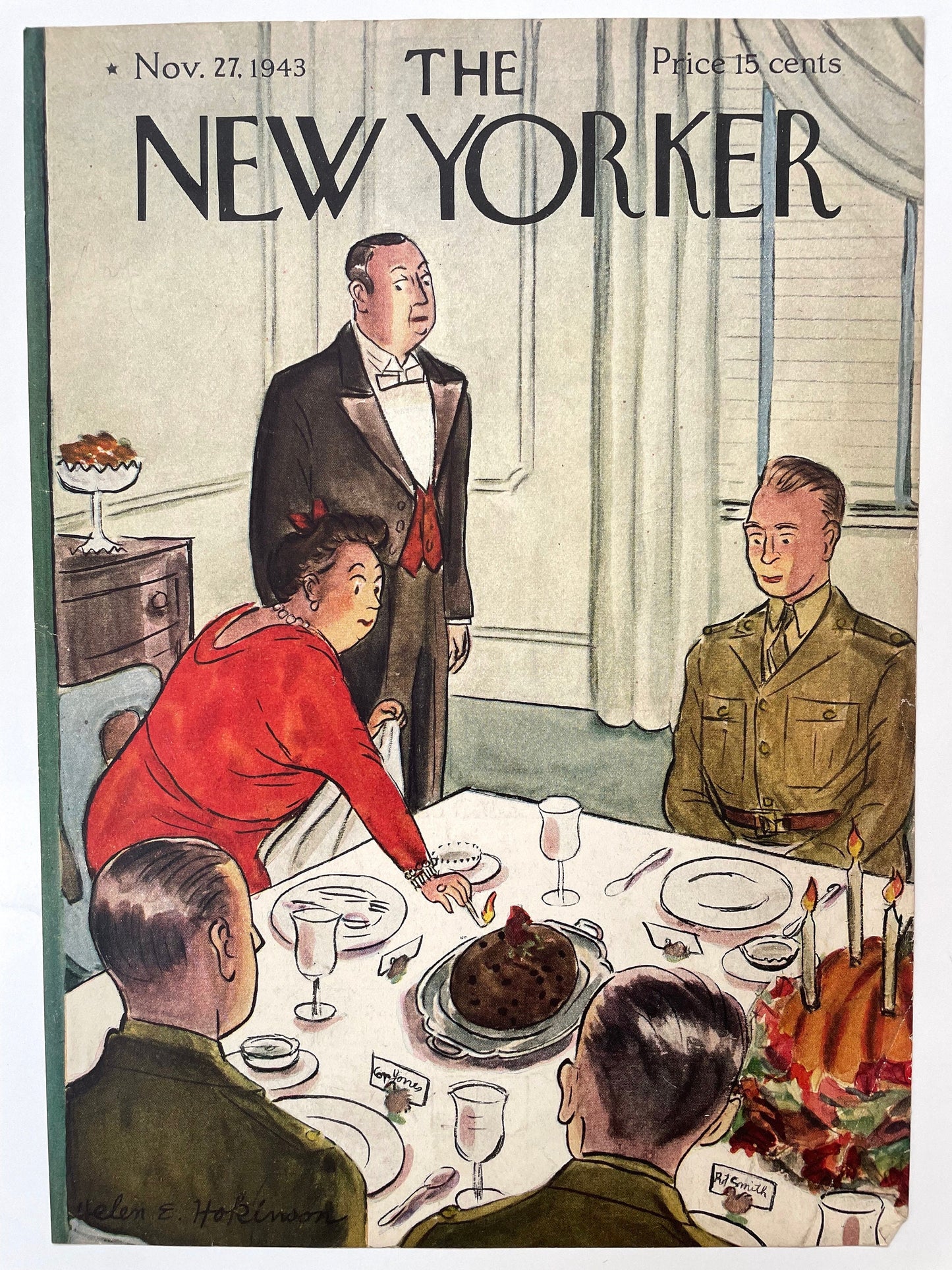 RARE - The NEW YORKER Magazine original cover - November 27, 1943 - Thanksgiving, dinner, turkey