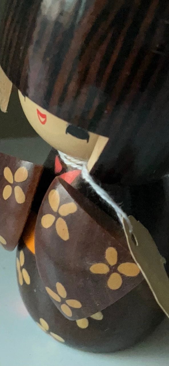 Vintage handmade signed wooden Japanese Kokeshi doll