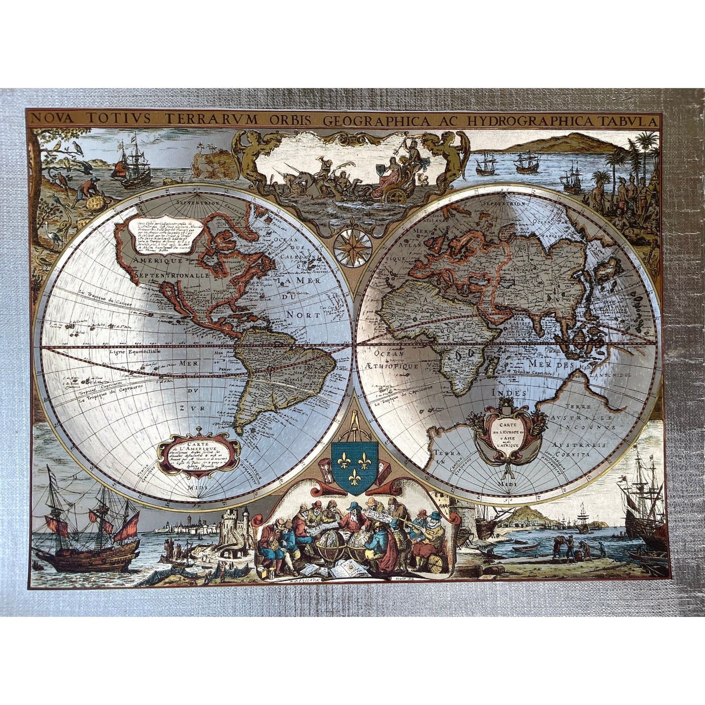 Stunning vintage Dufex hologrpahic foil art - world map