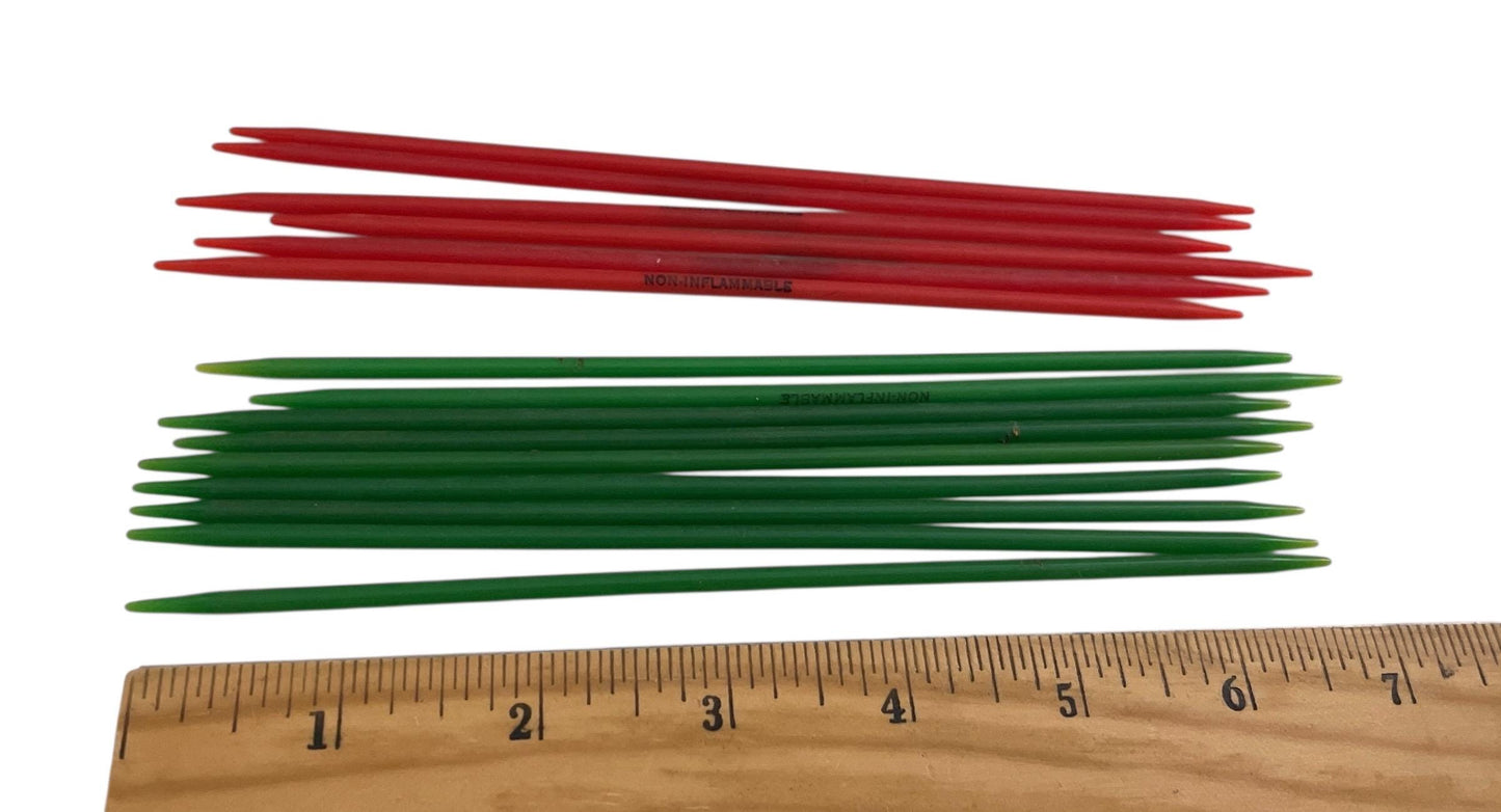 1950's Vintage Boye Double Pointed Knitting Needles – Celluloid Acetate Plastic 7”   Non-Inflammable Marked, Mid-Century Craft Supplies