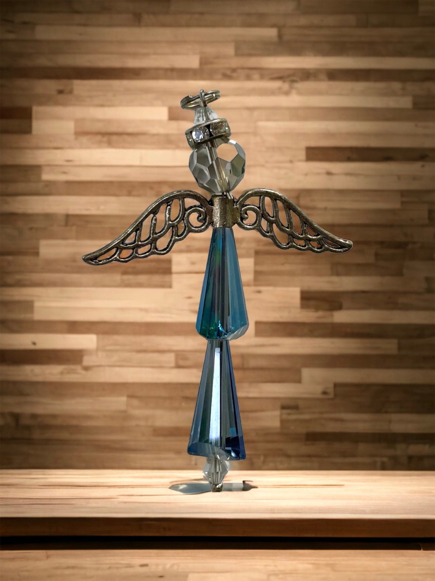 Stunning blue crystal angel necklace pendant