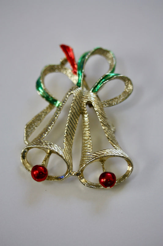 Vintage Christmas bells pin - signed Gerry's