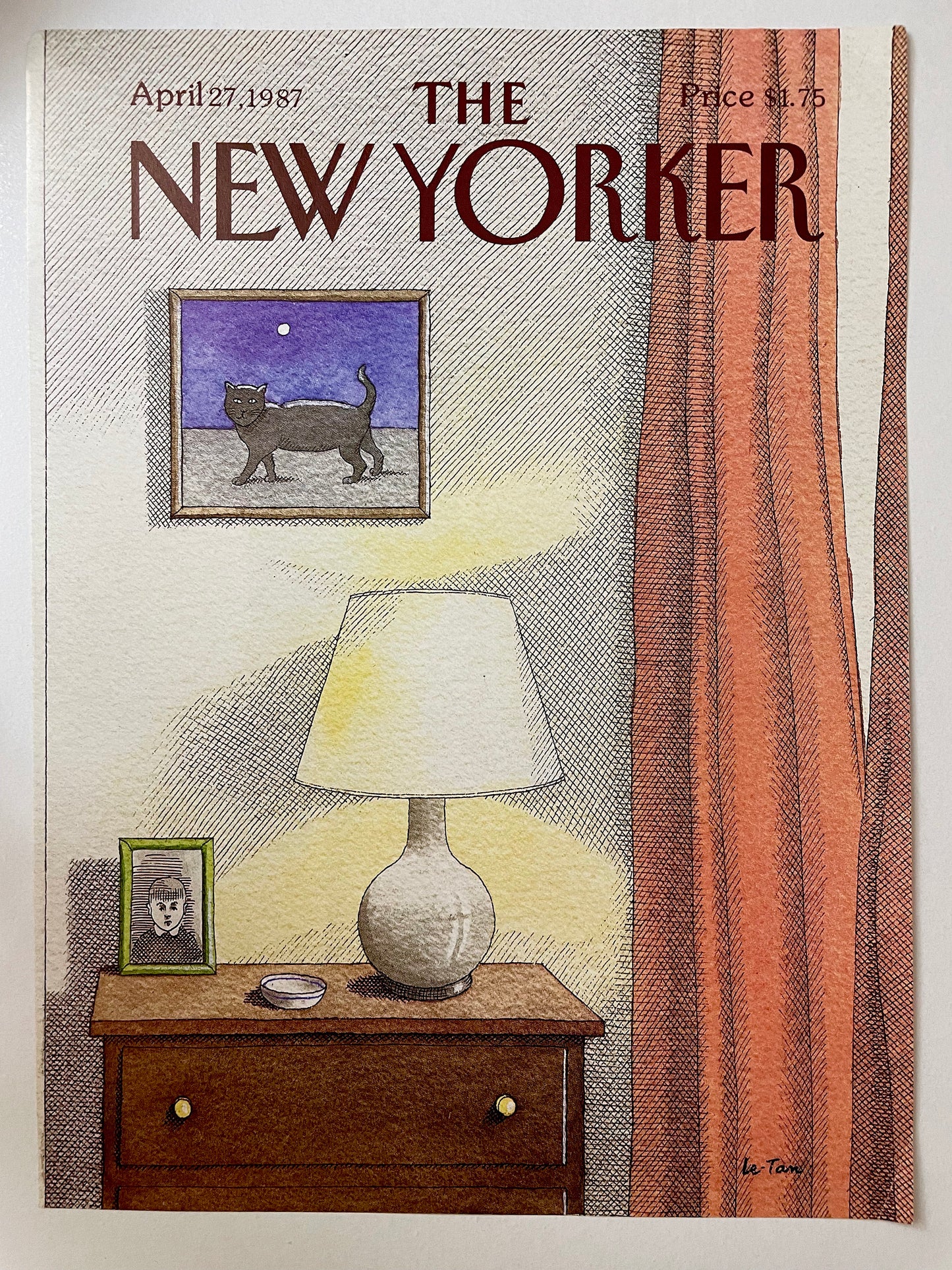 April 27, 1987 - The NEW YORKER Magazine original cover - cat in photo on wall