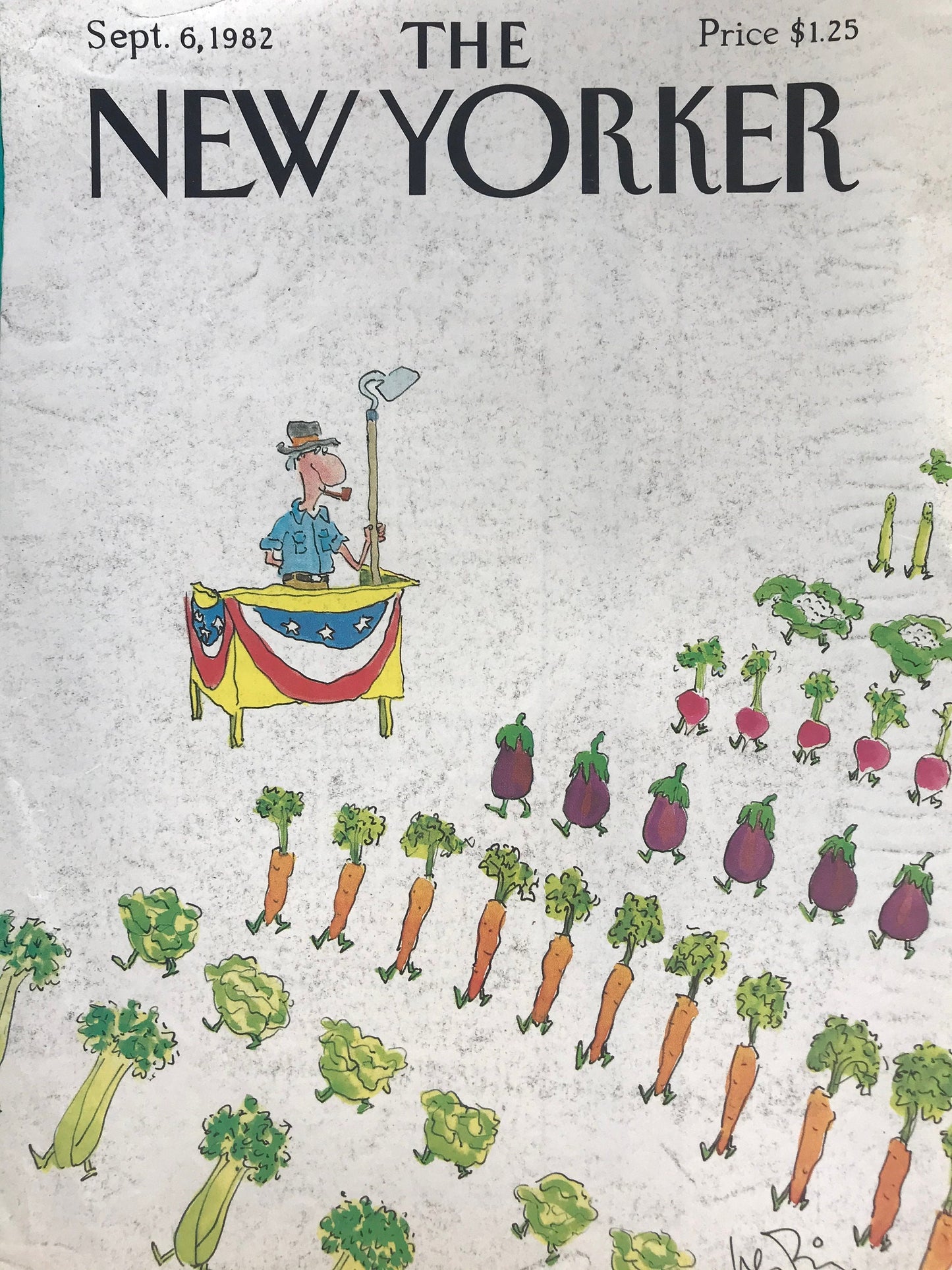 NEW YORKER Magazine cover - September 6, 1982 - vegetable parade