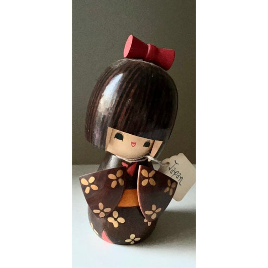 Vintage handmade signed wooden Japanese Kokeshi doll