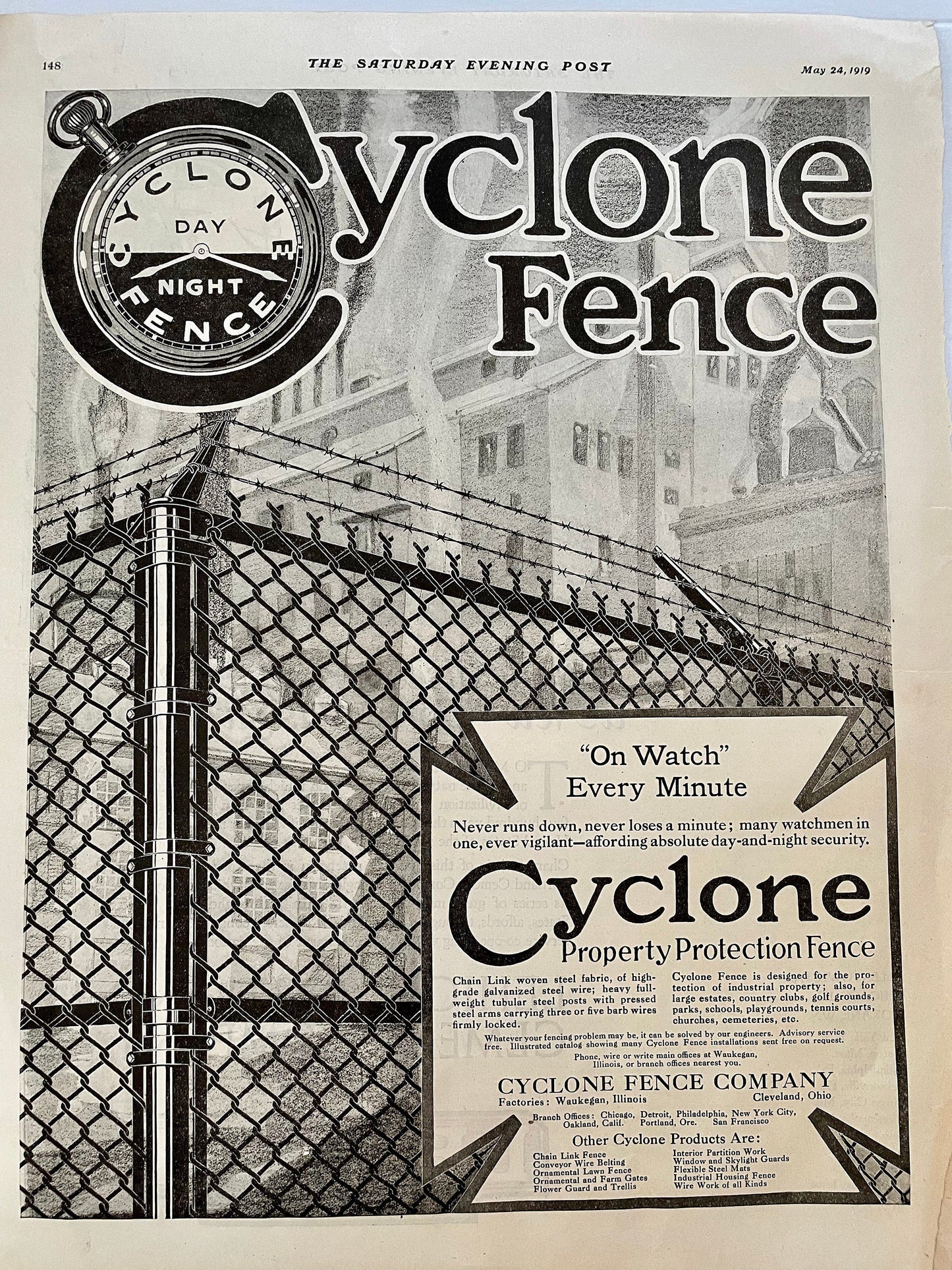 1919 Original Lehigh Portland Cement Company full page advertisement from a 1919 issue of The Saturday Evening Post