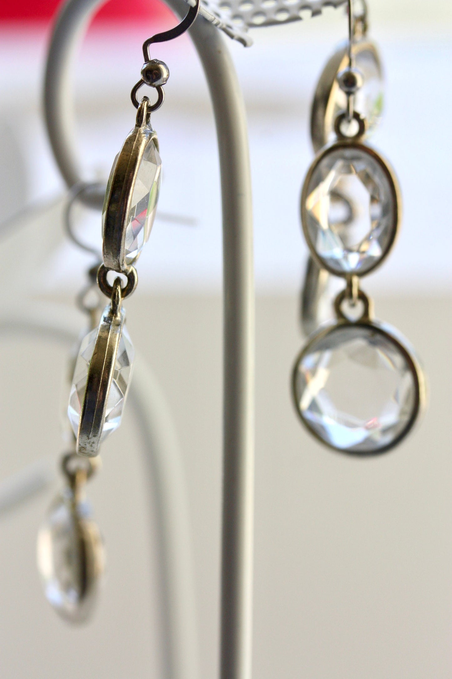 Handmade earrings with upcycled high quality vintage glass cut crystal