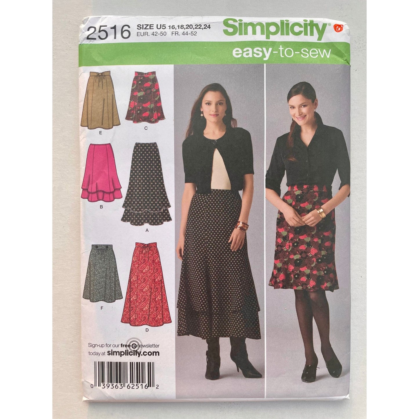 UNCUT Sewing Pattern - Simplicity Sewing Pattern 2516 Misses Skirts, Sizes 16, 18, 20, 22, 24