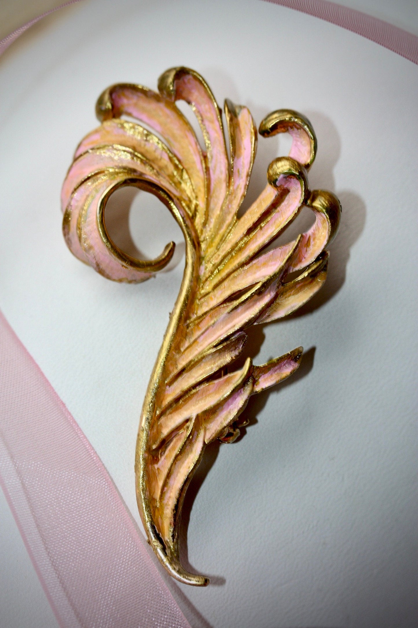 Revised, Modernized, Upcycled Vintage hand painted pin - shades of pink