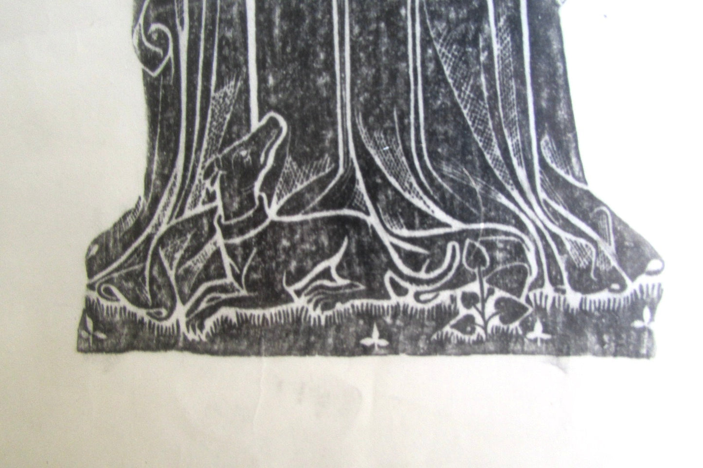 Medieval Brass Rubbing | Praying Female Figure Gothic Religious Art Print