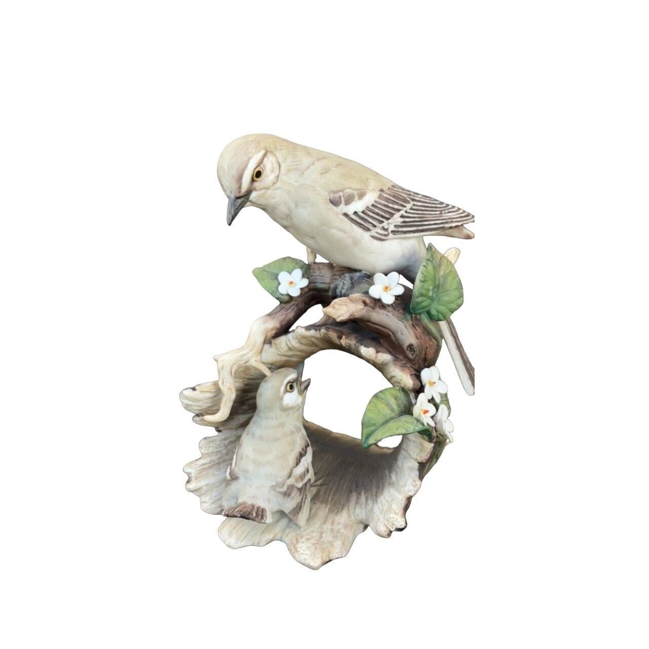 Stunning vintage Homco Masterpiece Porcelain bird figurine - mother bird feeding her baby bird