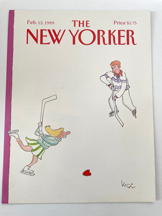 NEW YORKER Magazine cover - February 13, 1989 - hockey