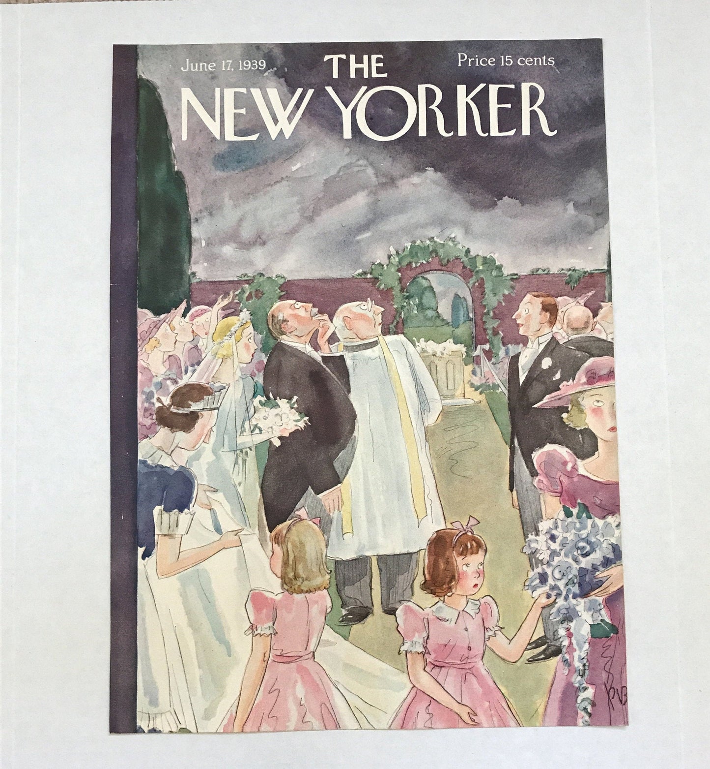The NEW YORKER Magazine very rare original cover - June 17, 1939 - Perry Barlow - wedding