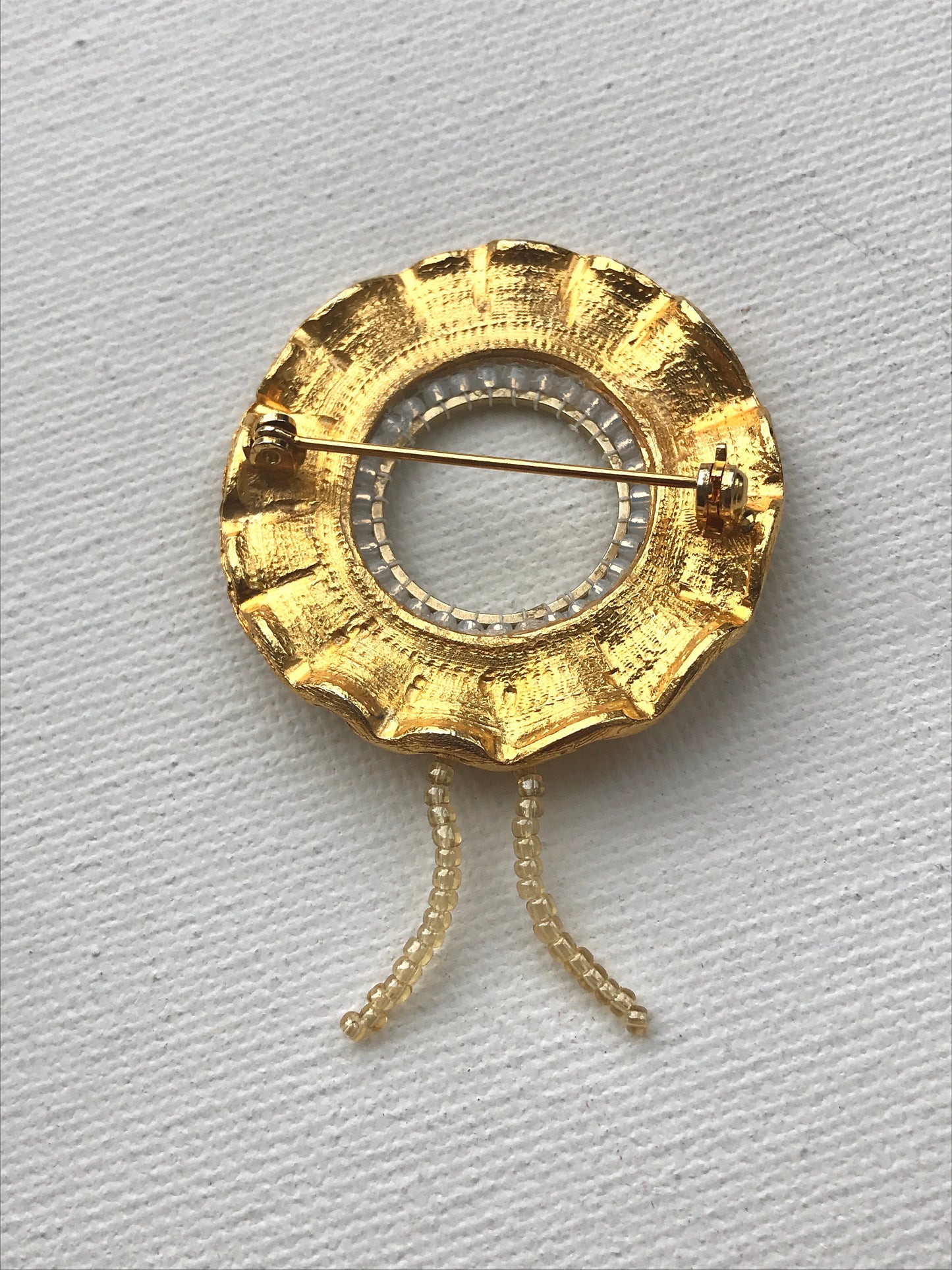 Revised, Modernized, Upcycled - hand made / hand painted one-of-a-kind mixed media beaded vintage wreath pin brooch