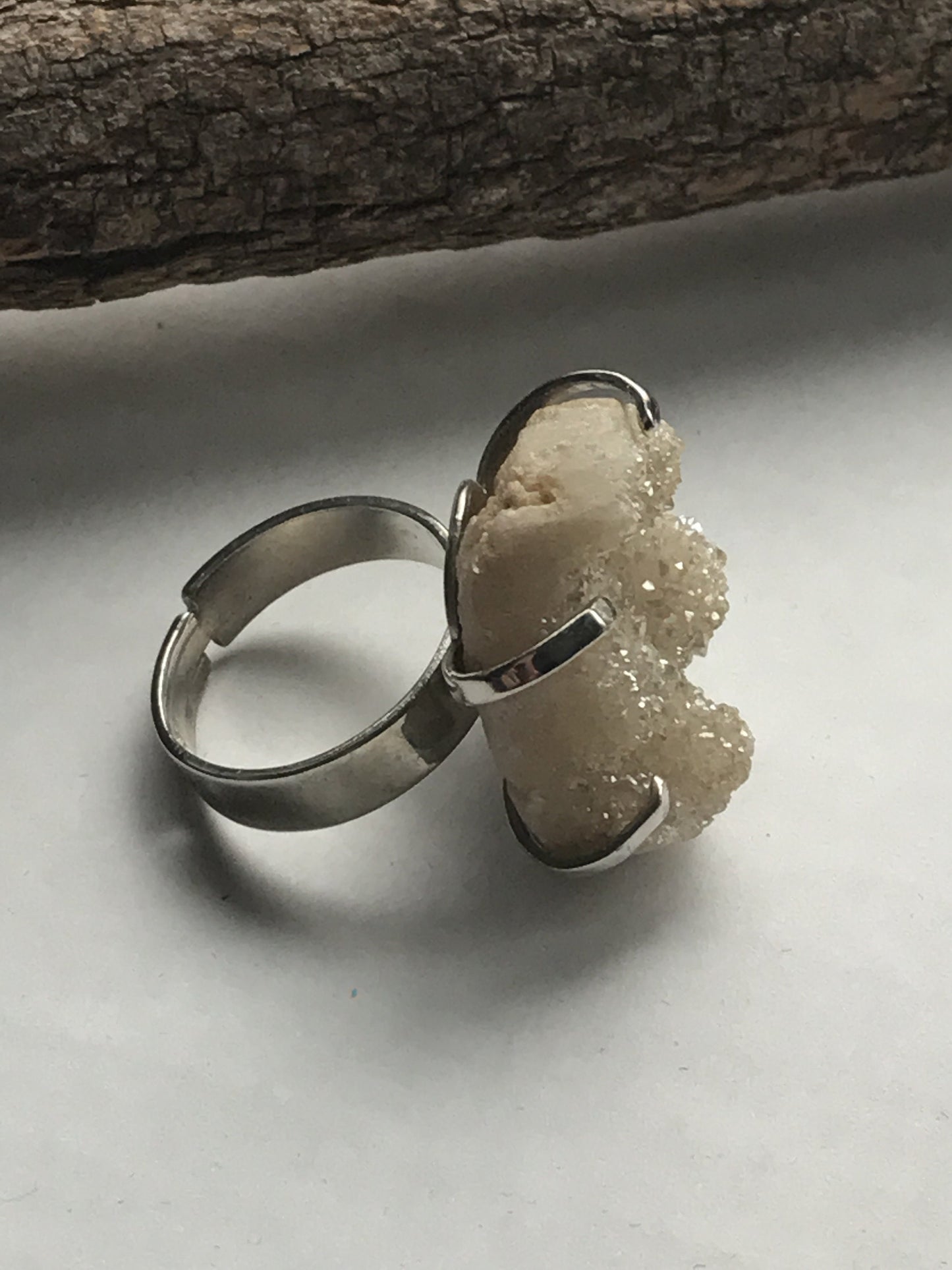 Stunning and unique adjustable vintage Druzy Gem Crystal Mineral Geode ring