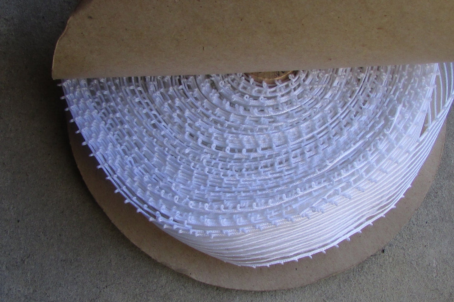 Vintage white striped ribbon/lace/trim sheer with satin stripes… 1 and one-half inches wide - by the yard