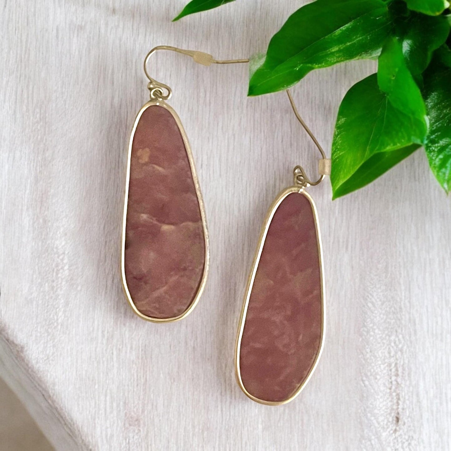 Unique faux stained glass pink dangle earrings