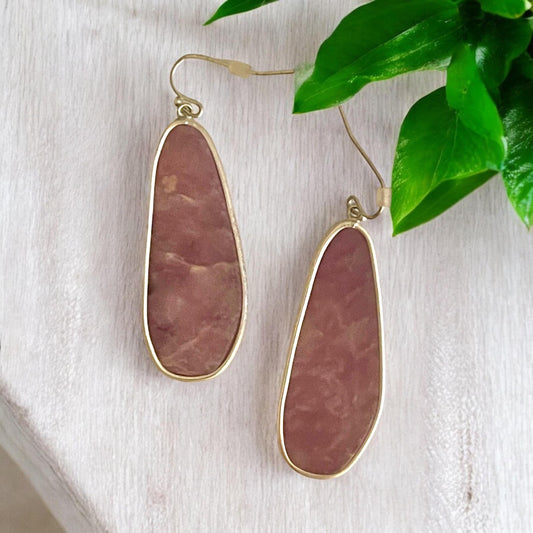 Unique faux stained glass pink dangle earrings