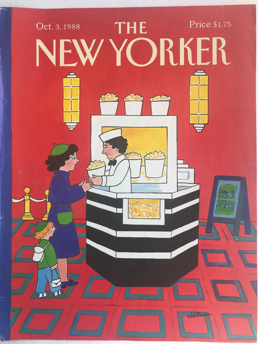 NEW YORKER Magazine cover - October 3, 1988 - movie theater, Good condition -