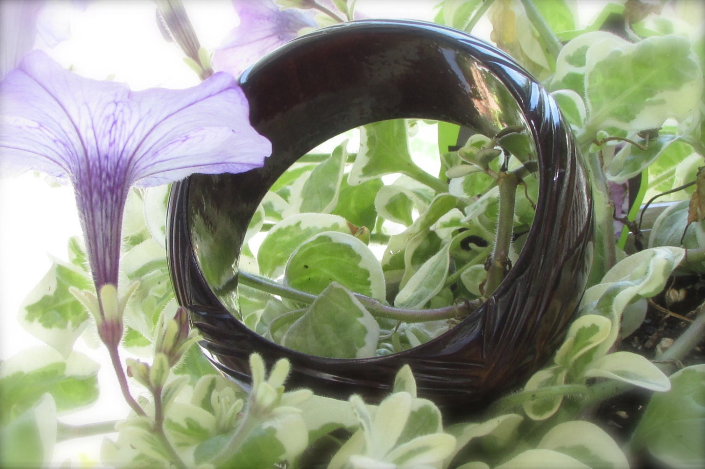 Unique vintage cuff bracelet - etched lucite?