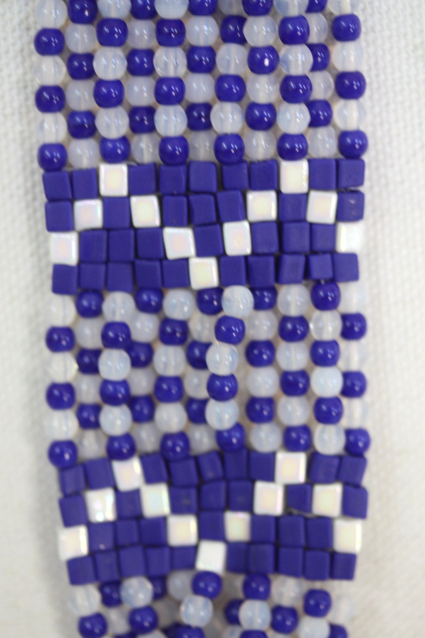 Stunning blue and white vintage beadwork bracelet - all handmade, magnificent pattern