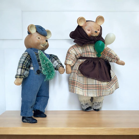 Charming vintage pair of Mr and Mrs porcelain teddy bears