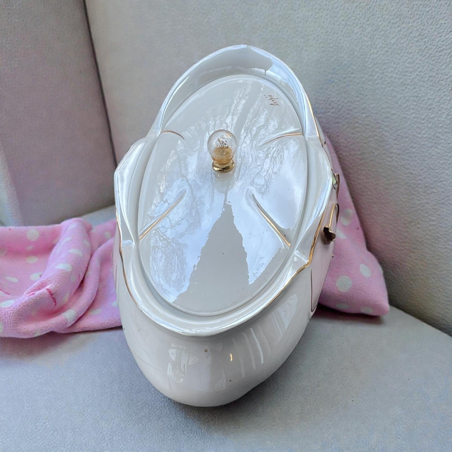 Carpie Sele-Arte Nove Italy Art Pottery Jewelry Box – Glazed Italian Ceramic Trinket Box with Gold & Crystal Accent - Stunning/Rare