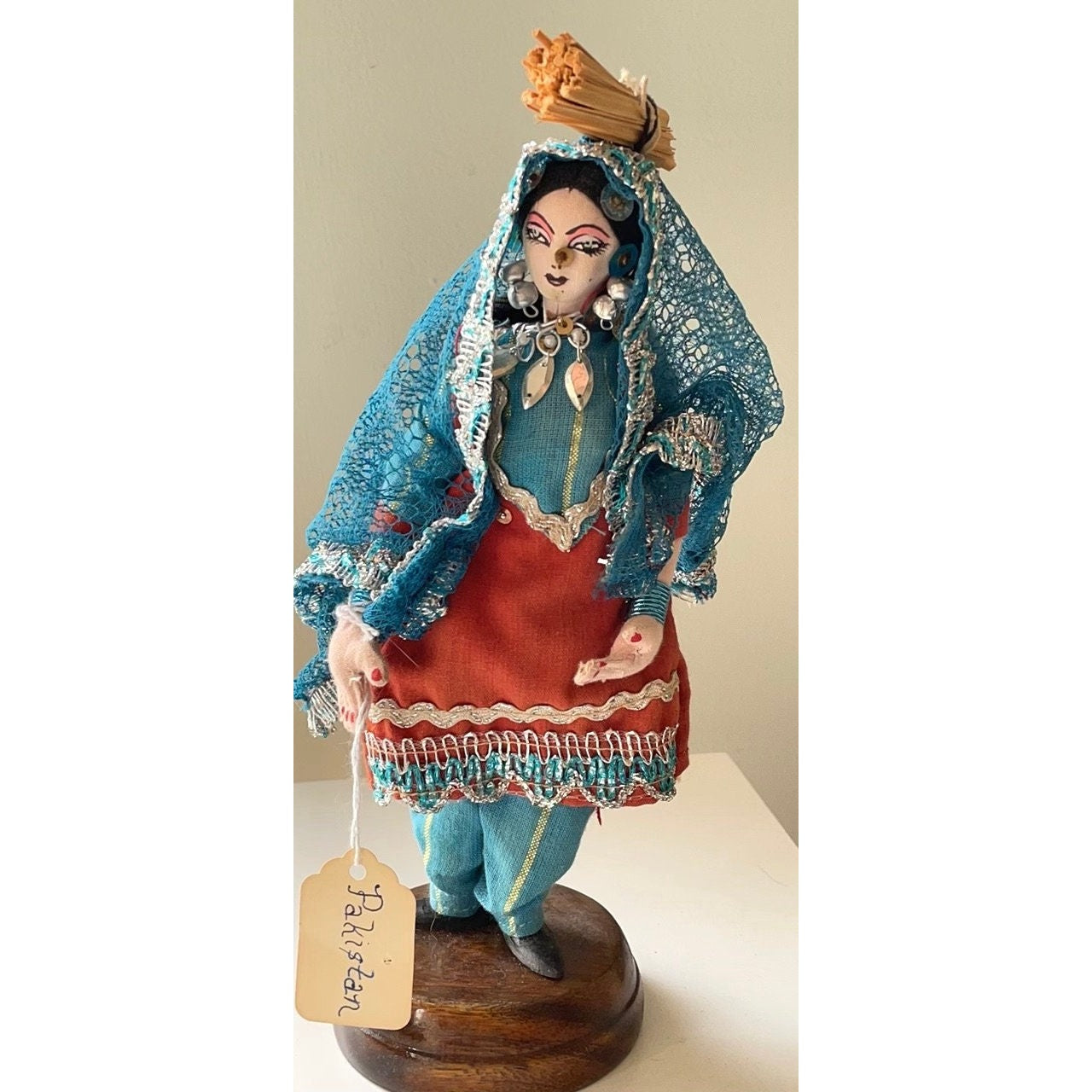 Vintage bejewelled collectible doll from Pakistan - please read description