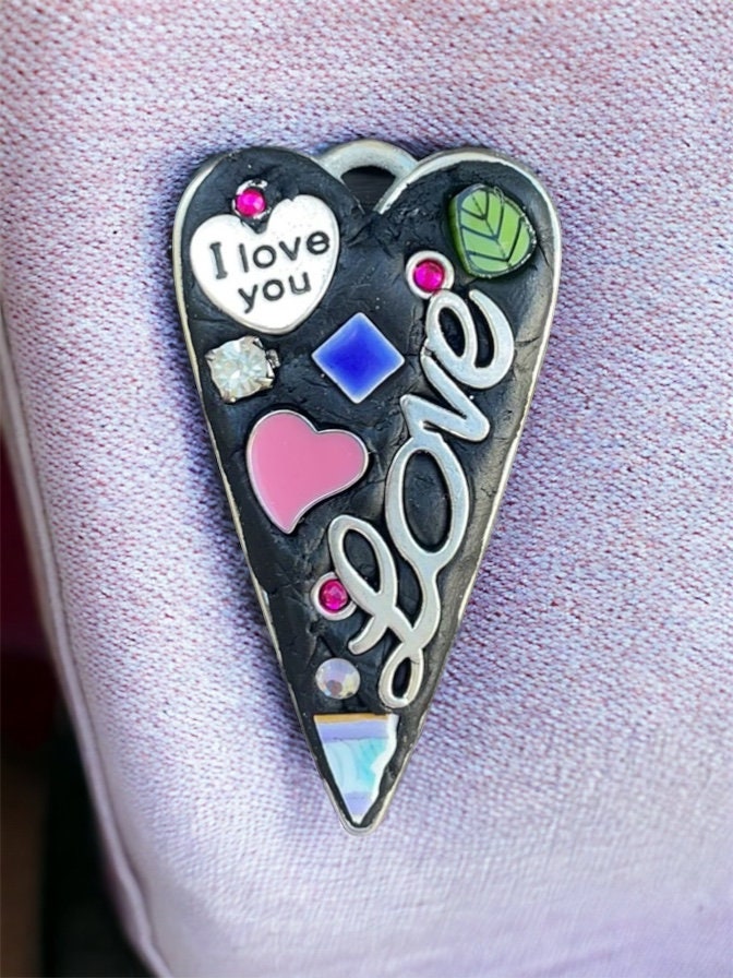 My handmade mosaic heart necklace pendant - Love