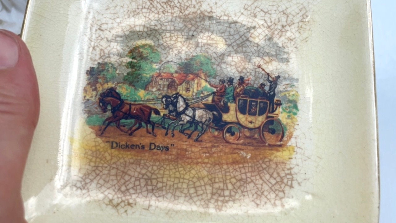 Collectible Charles Dickens Days signed vintage little dish from England - signed and numbered