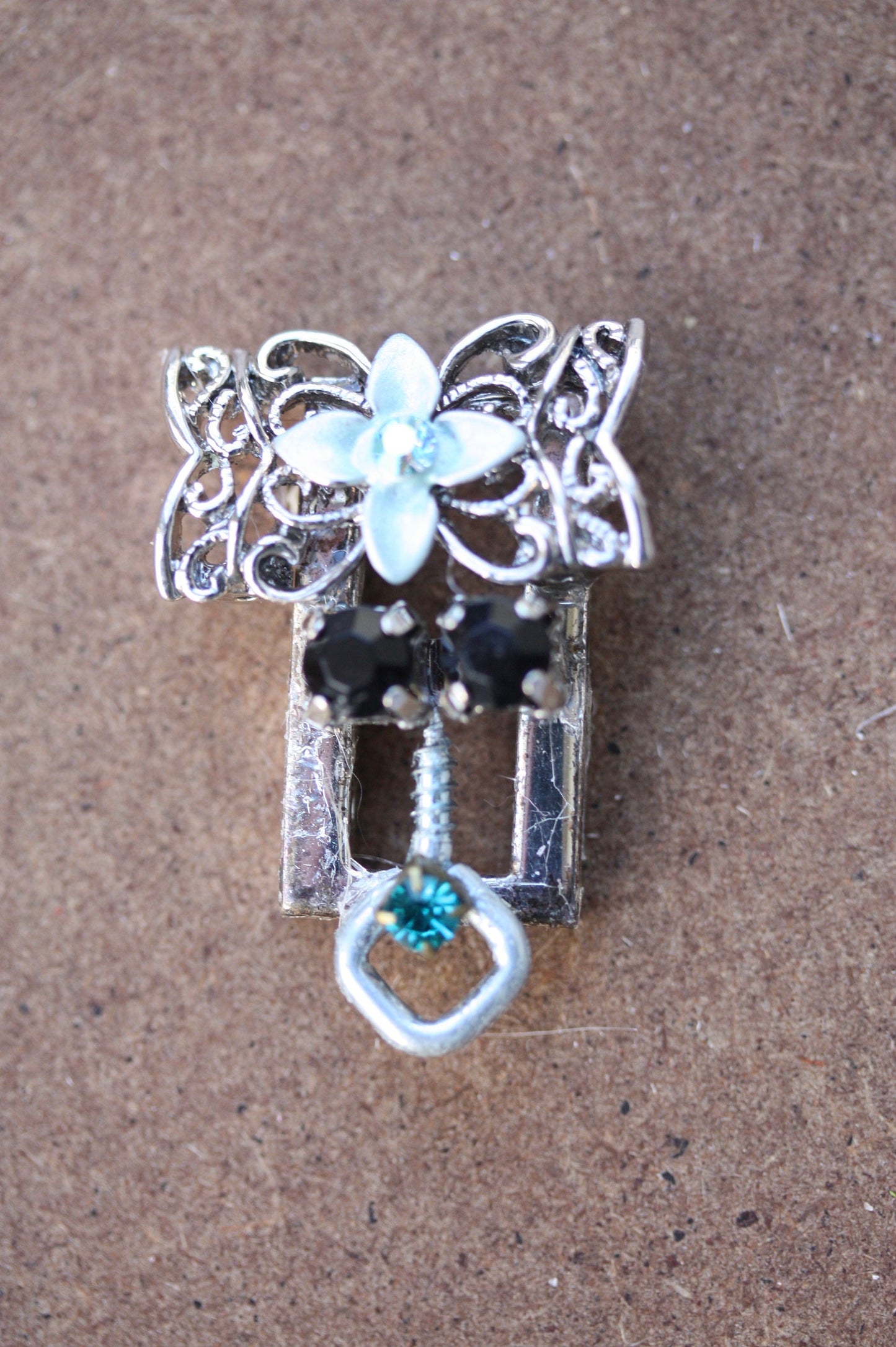 Meet "Lucy" - Assemblage art / mixed media collage - little flying insect magnet, lapel pin or necklace pendant