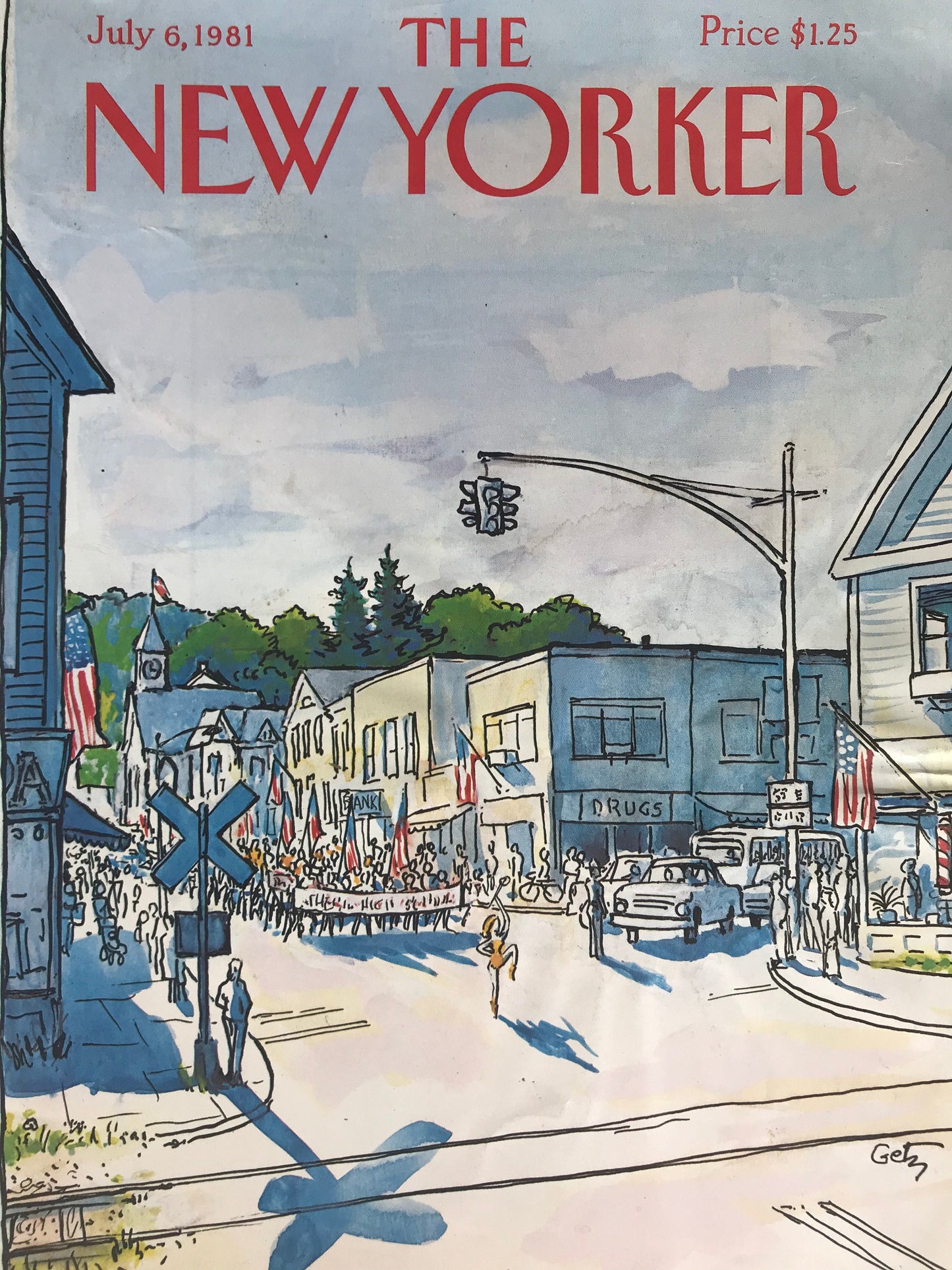 NEW YORKER Magazine cover - July 6, 1981 - Independence Day Parade - by Arthur Getz