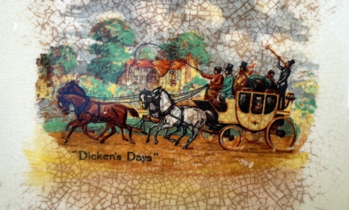 Collectible Charles Dickens Days signed vintage little dish from England - signed and numbered