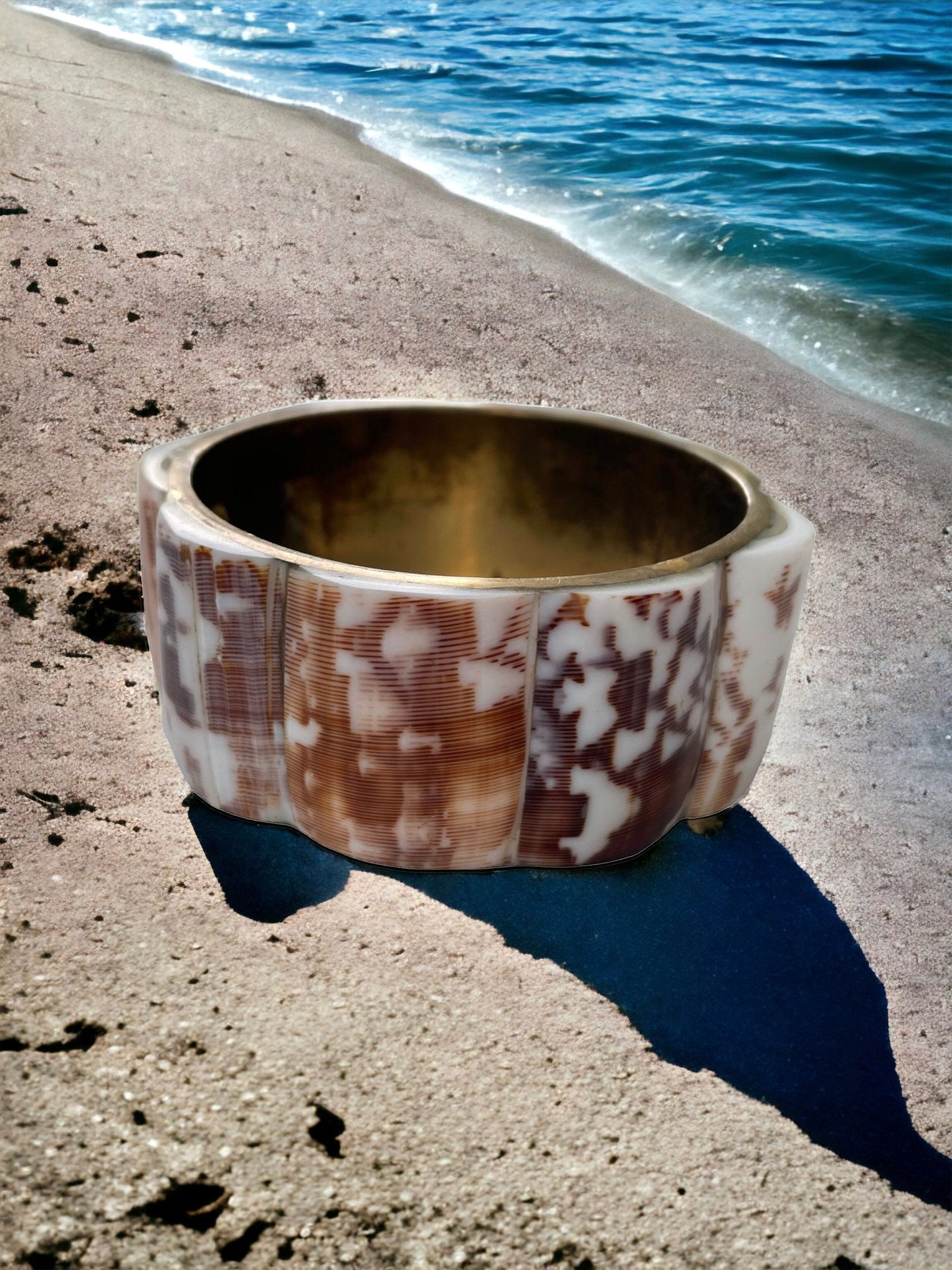 Unique vintage shell cuff bracelet - made in the Philippines