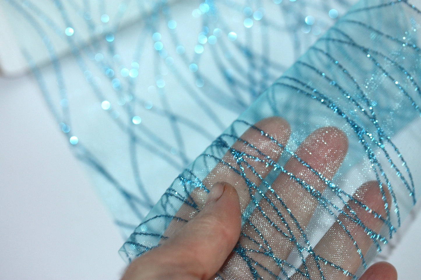 Stunning turquoise glittered tulle - for gift box wrap, bows, decorating, wreath making or other crafts