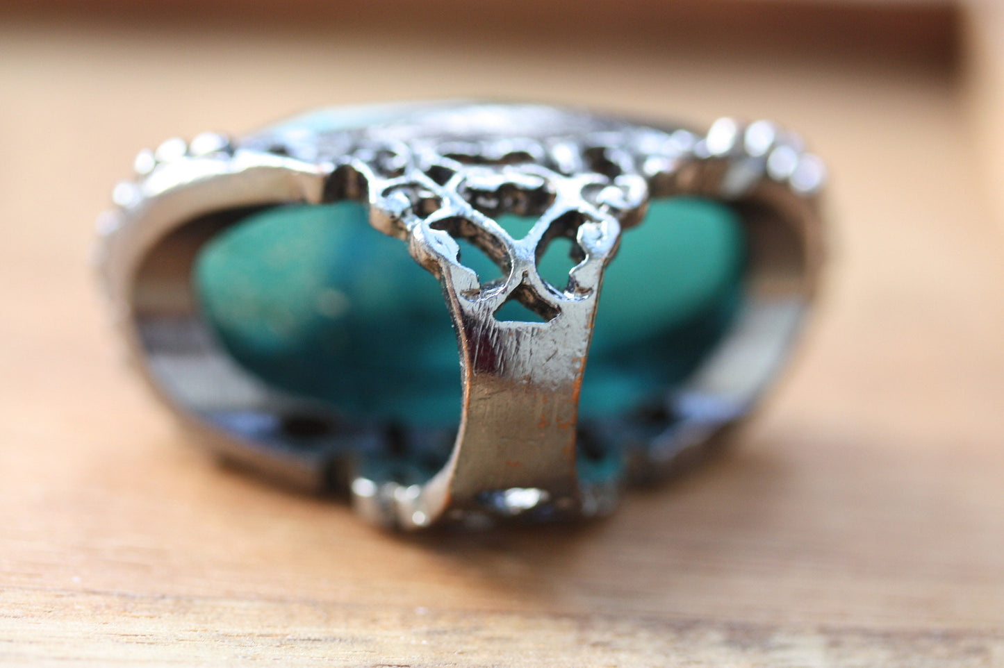 Large green crystal vintage statement ring
