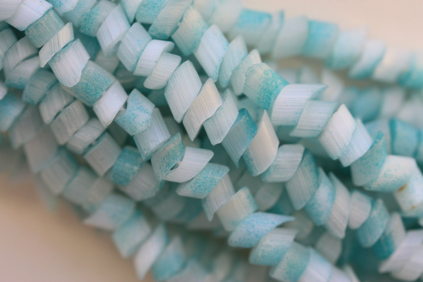 Stunning all glass -  horizontally cut turquoise glass lush vintage multi strand necklace