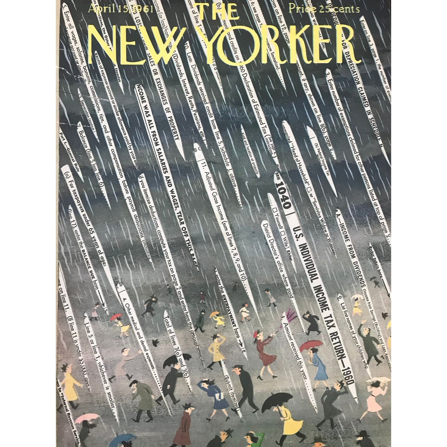 Rare - April 15, 1961 - The NEW YORKER Magazine original cover - please read description