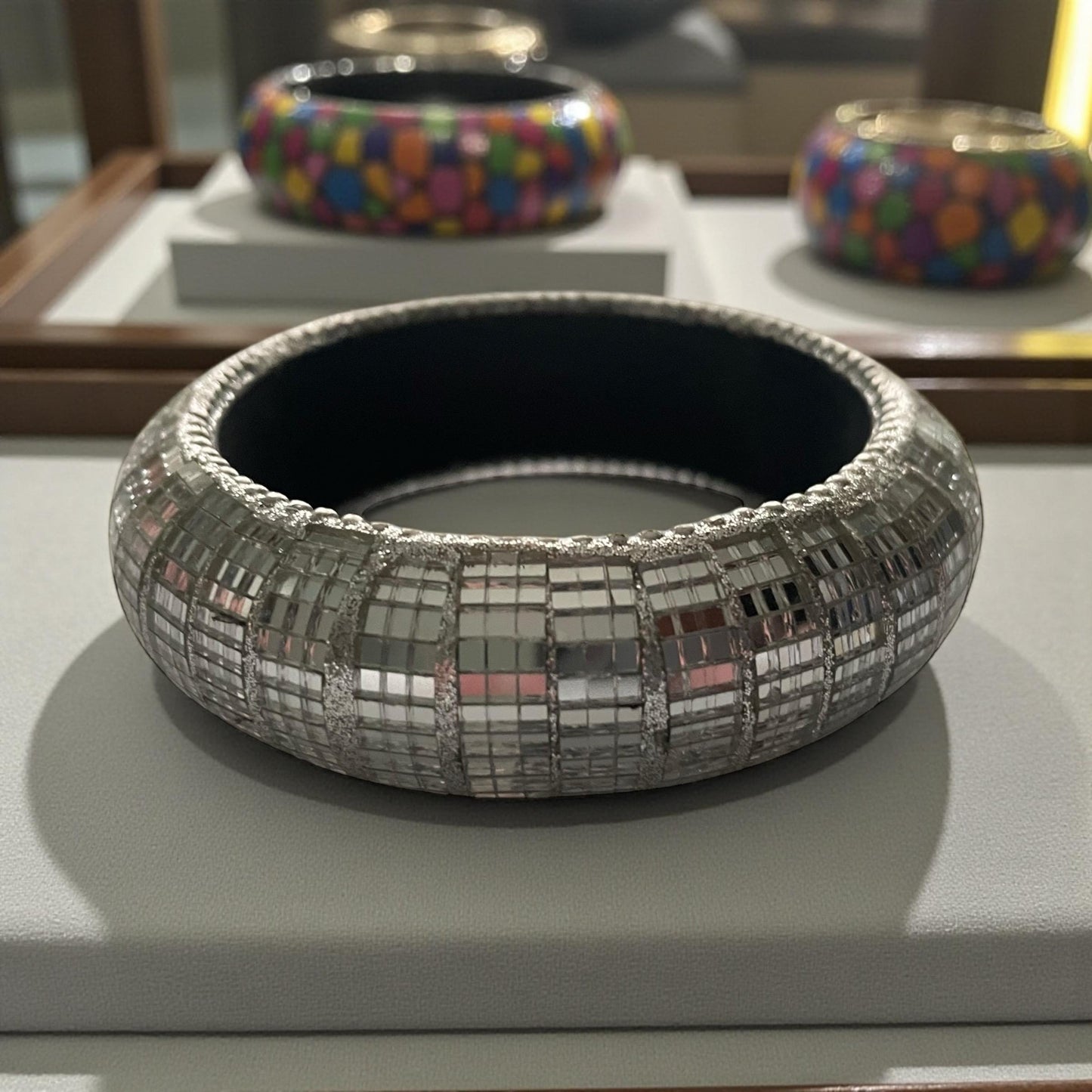 Unique Silver Mirror Square Bangle - Reflective Disco Ball Style Bracelet - Trendy Geometric Jewelry for Women - Statement Fashion Accessory
