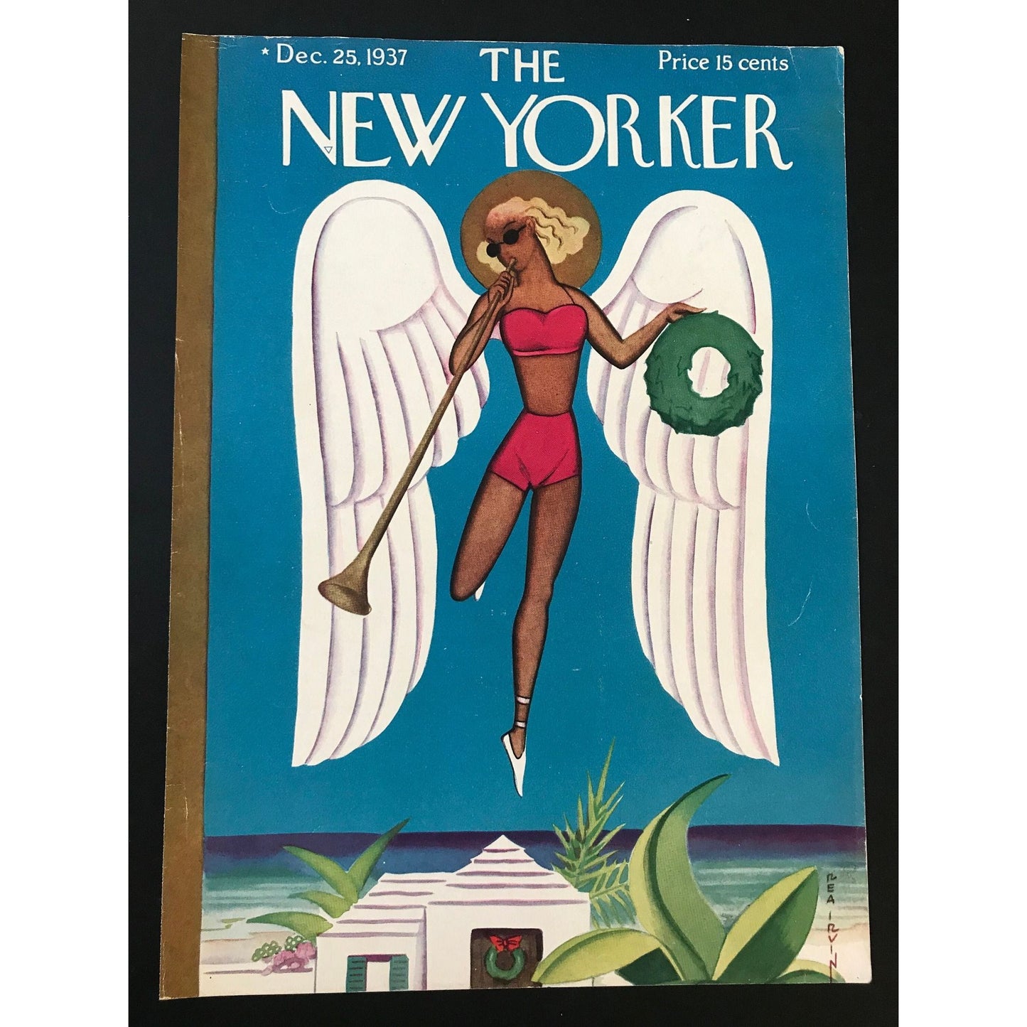 Very RARE  - December 25, 1937 - NEW YORKER Magazine cover only - Christmas angel - by Rea Irvin