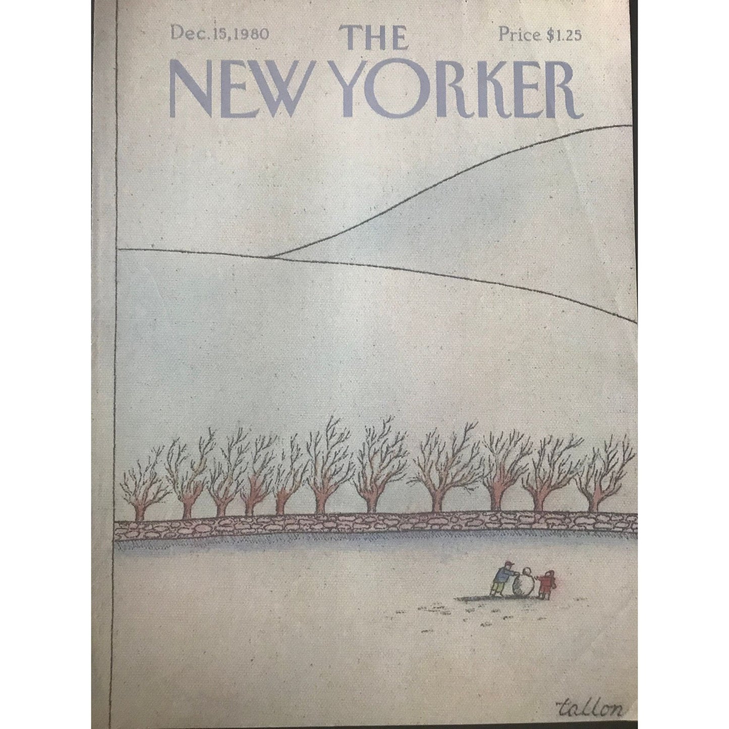 December 5, 1980 - The NEW YORKER Magazine original cover - building a snowman