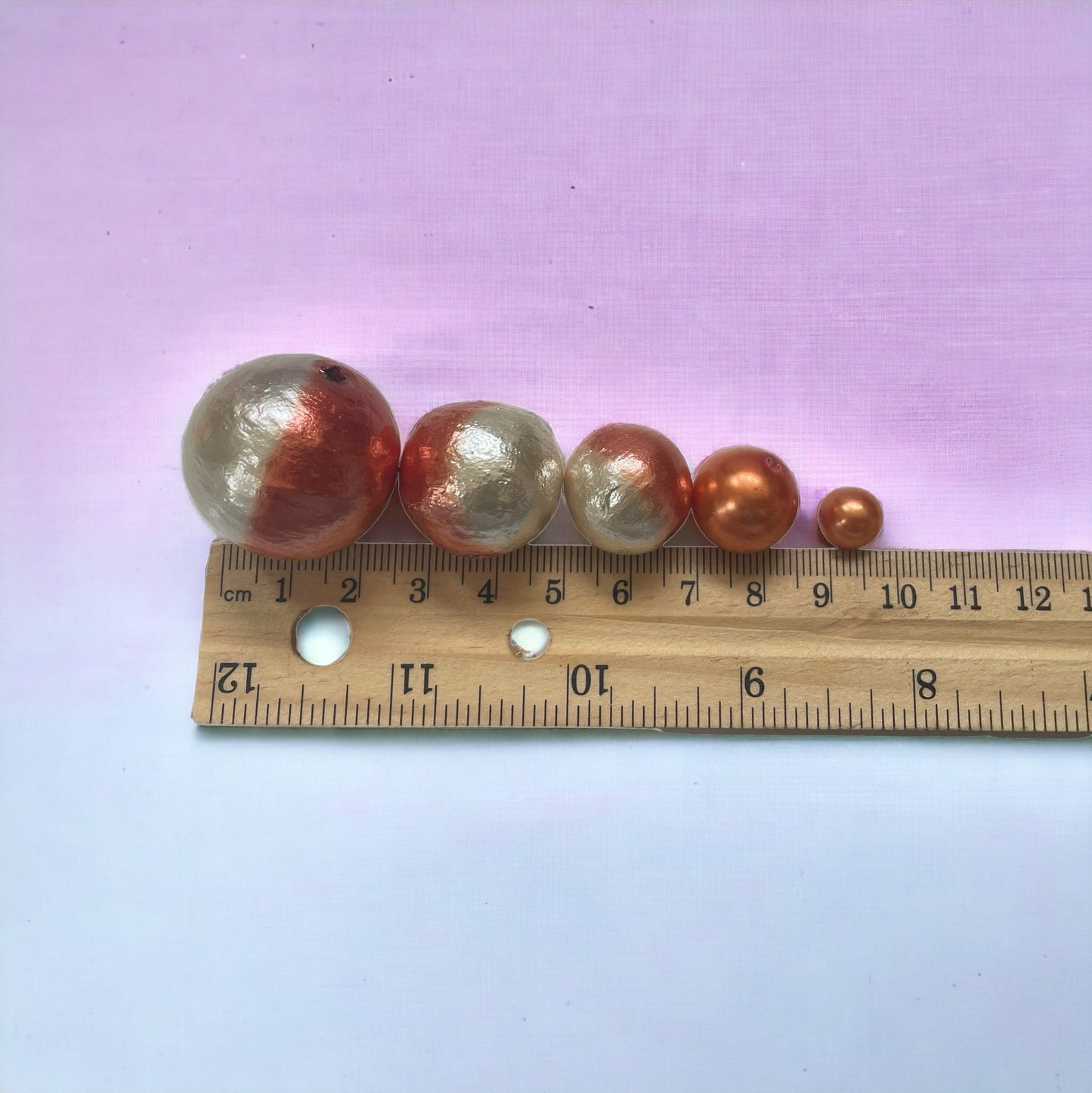 Unique orange and silver ombre round beads - various sizes