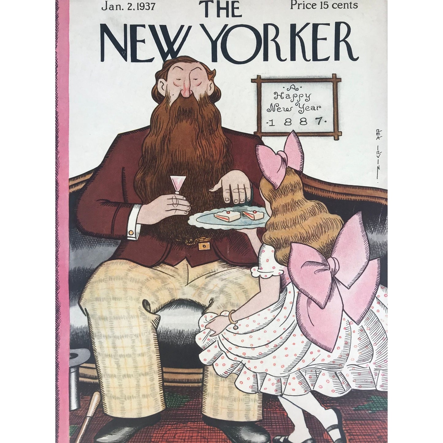 Very Rare NEW YORKER Magazine cover - January 2, 1937 - Rea Irvin