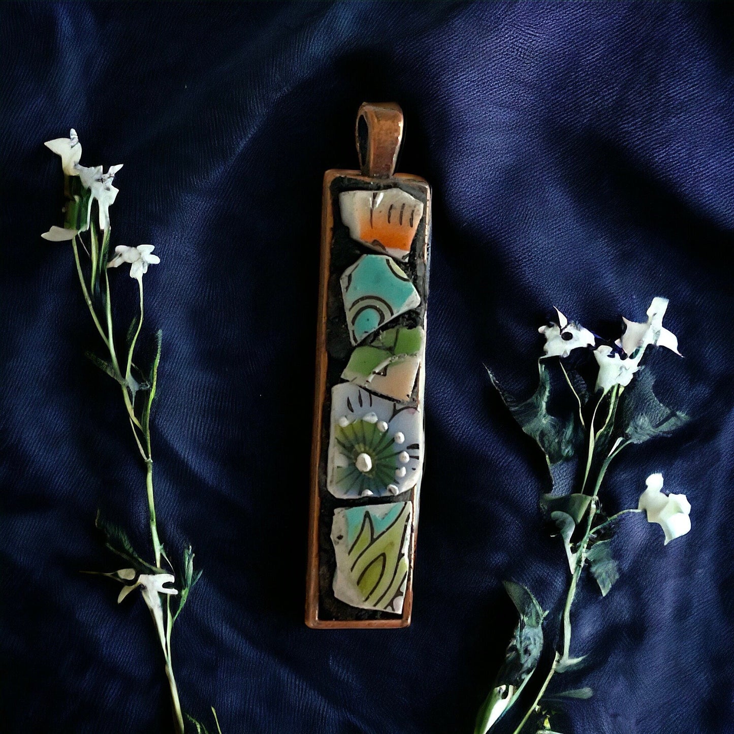 Handmade mosaic necklace - made from upcycled pieces of a broken vintage plate